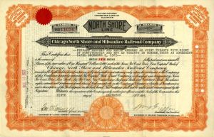 Chicago, North Shore and Milwaukee Railroad - Stock Certificate